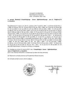Uchwała Rady Miejskiej w Koszalinie nr XX/286/2012