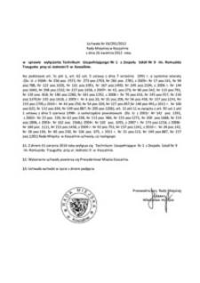 Uchwała Rady Miejskiej w Koszalinie nr XX/291/2012