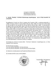 Uchwała Rady Miejskiej w Koszalinie nr XX/294/2012