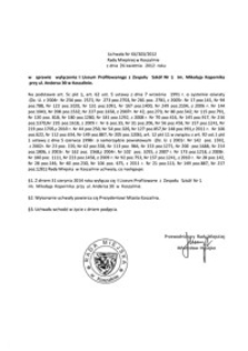 Uchwała Rady Miejskiej w Koszalinie nr XX/303/2012