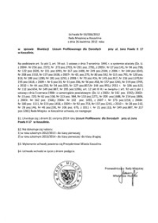 Uchwała Rady Miejskiej w Koszalinie nr XX/306/2012