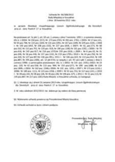 Uchwała Rady Miejskiej w Koszalinie nr XX/308/2012
