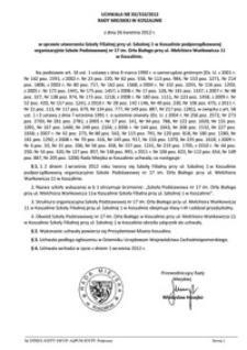Uchwała Rady Miejskiej w Koszalinie nr XX/310/2012