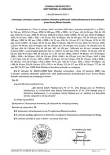 Uchwała Rady Miejskiej w Koszalinie nr XX/312/2012