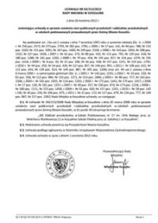 Uchwała Rady Miejskiej w Koszalinie nr XX/313/2012