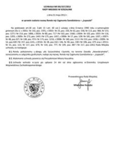 Uchwała Rady Miejskiej w Koszalinie nr XXI/327/2012