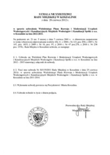Uchwała Rady Miejskiej w Koszalinie nr XXII/332/2012
