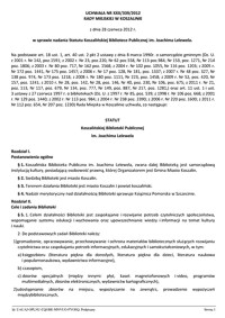 Uchwała Rady Miejskiej w Koszalinie nr XXII/339/2012