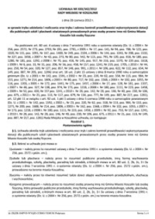 Uchwała Rady Miejskiej w Koszalinie nr XXII/342/2012