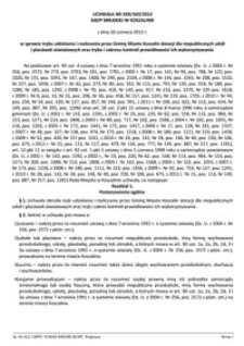 Uchwała Rady Miejskiej w Koszalinie nr XXII/343/2012