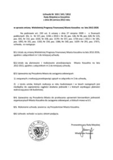 Uchwała Rady Miejskiej w Koszalinie nr XXII/345/2012