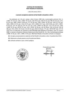 Uchwała Rady Miejskiej w Koszalinie nr XXII/348/2012