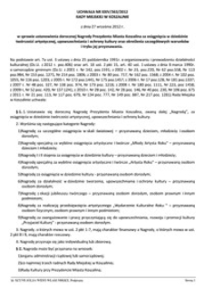 Uchwała Rady Miejskiej w Koszalinie nr XXIV/363/2012