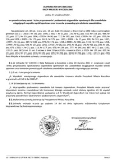 Uchwała Rady Miejskiej w Koszalinie nr XXIV/364/2012