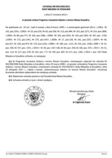 Uchwała Rady Miejskiej w Koszalinie nr XXIV/365/2012