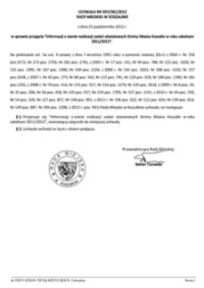 Uchwała Rady Miejskiej w Koszalinie nr XXV/381/2012