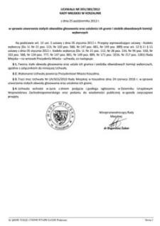 Uchwała Rady Miejskiej w Koszalinie nr XXV/383/2012