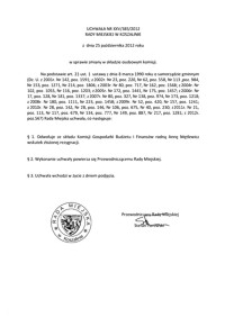 Uchwała Rady Miejskiej w Koszalinie nr XXV/385/2012