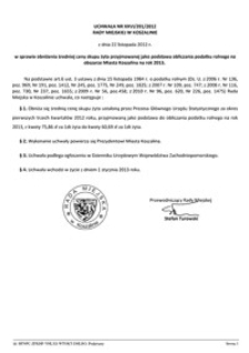 Uchwała Rady Miejskiej w Koszalinie nr XXVI/391/2012