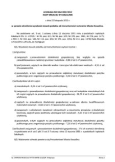 Uchwała Rady Miejskiej w Koszalinie nr XXVI/392/2012