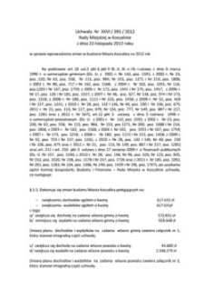 Uchwała Rady Miejskiej w Koszalinie nr XXVI/395/2012