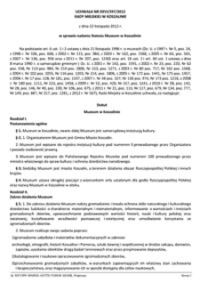 Uchwała Rady Miejskiej w Koszalinie nr XXVI/397/2012