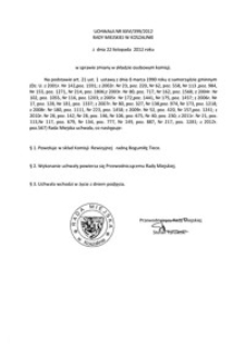 Uchwała Rady Miejskiej w Koszalinie nr XXVI/399/2012