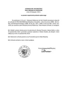 Uchwała Rady Miejskiej w Koszalinie nr XXVI/403/2012