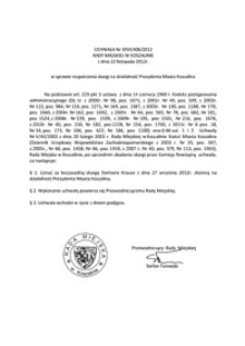 Uchwała Rady Miejskiej w Koszalinie nr XXVI/406/2012