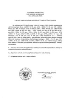 Uchwała Rady Miejskiej w Koszalinie nr XXVI/407/2012