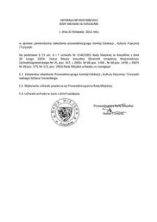 Uchwała Rady Miejskiej w Koszalinie nr XXVI/408/2012