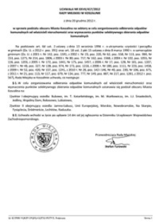 Uchwała Rady Miejskiej w Koszalinie nr XXVII/417/2012