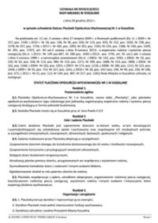 Uchwała Rady Miejskiej w Koszalinie nr XXVII/419/2012