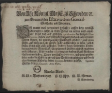 Von Ihr. K&ouml;nigl. Maytt. zu Schweden, [et]c. zum Pommerschen Estat verordnete General-Stathalter und Regierung : Ob mann wol vermeinet gehabt, ausser dem neulich gek&uuml;ndigtem 1. Rthlr. in diesem Monat ein mehres nicht anzulegen [...] : [Dat.] Signatum Stettin, dem 23. Decembr. Anno 1690