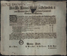 Von Ihr. Königl. Maytt. zu Schweden, [et]c. zum Pommerschen Estat verordnete General-Stathalter und Regierung : Demnach die Erb. von Städten gebührende Ansuchung gethan, dass wie unlängst bey der löblichen Ritterschafft geschehen, die zum Neben-Modo gehörige Contribuenten ebenfalls in ihrem Corpore angehalten werden möchten [...] : [Dat.] Stettin, dem 17. Novembris Anno 1692