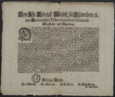 Von Ihr. Königl. Maytt. zu Schweden, [et]c. zum Pommerschen Estat verordnete General-Staathalter und Regierung : Demnach Jhr. Hoch-Gräfl. Excell. und die Königl. Regierung der Nohtwendigkeit erachtet, das, auff Jhro Königl. Maytt. Allergnädigsten Befehl Anno 1681. den 26. April, im Königreiche Schweden publicirte Placat und Protectorial für alle Accys-Bedienten auch allhier in diesem Königl.Hertzogthumb [...] : [Dat.] Signatum Alten Stettin den 15. Febr. Anno 1697