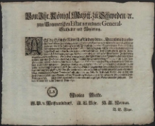 Von Ihr. Königl. Maytt. zu Schweden, [et]c. zum Pommerschen Estat verordnete General-Stathalter und Regierung : Alss die Löbliche Ritterschafft in dero den 10. Decembris des ohnlängst verflossenen Jahres eingegebenen und den 26.ten Ejusdem wiederholtem Memoriali, gebührend angezeiget [...] : [Dat.] Datum Stettin den 11.ten Januarii. Anno 1690