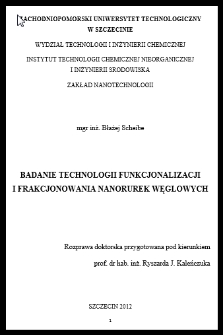 Badanie technologii funkcjonalizacji i frakcjonowania nanorurek węglowych