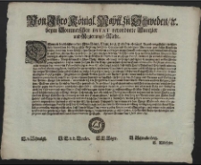 Von Ihro Königl. Maytt. zu Schweden, [et]c. beym Pommerschen Estat verordnete Cantzler und Regierungs-Räthe : Demnach bey höchstermeldter Jhro Königl. Maytt. die E.E. Städte ohnlängst klagend vorgestellet, welcherstalt denenselben die Bürgerliche Nahrung des Bier-Brauens und Brandtwein-Brennens zum feilen Kauffe, in diesem Seculo bey denen Vielfältigen Kriegs Recidiven und daher eingerissenen Unordnungen [...] : [Dat.] Signatum Stettin, den 6. Julii Anno 1698