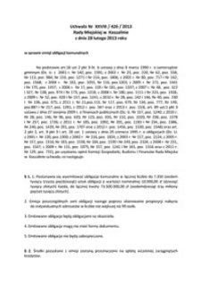 Uchwała Rady Miejskiej w Koszalinie nr XXVIII/426/2013
