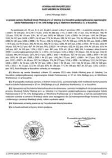 Uchwała Rady Miejskiej w Koszalinie nr XXVIII/427/2013