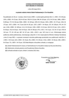 Uchwała Rady Miejskiej w Koszalinie nr XXVIII/430/2013