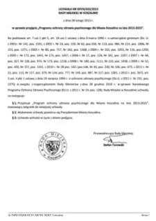 Uchwała Rady Miejskiej w Koszalinie nr XXVIII/433/2013