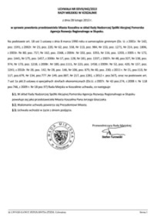 Uchwała Rady Miejskiej w Koszalinie nr XXVIII/442/2013