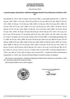 Uchwała Rady Miejskiej w Koszalinie nr XXX/461/2013