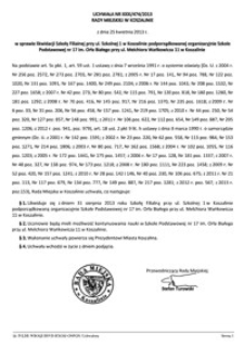 Uchwała Rady Miejskiej w Koszalinie nr XXXI/474/2013