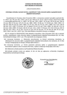 Uchwała Rady Miejskiej w Koszalinie nr XXXI/482/2013