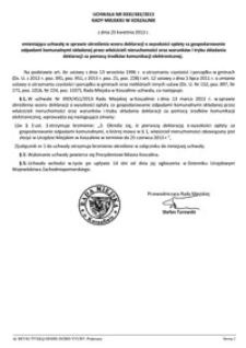 Uchwała Rady Miejskiej w Koszalinie nr XXXI/483/2013
