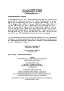 Uchwała Rady Miejskiej w Koszalinie nr XXXII/494/2013