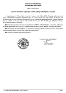 Uchwała Rady Miejskiej w Koszalinie nr XXXII/496/2013